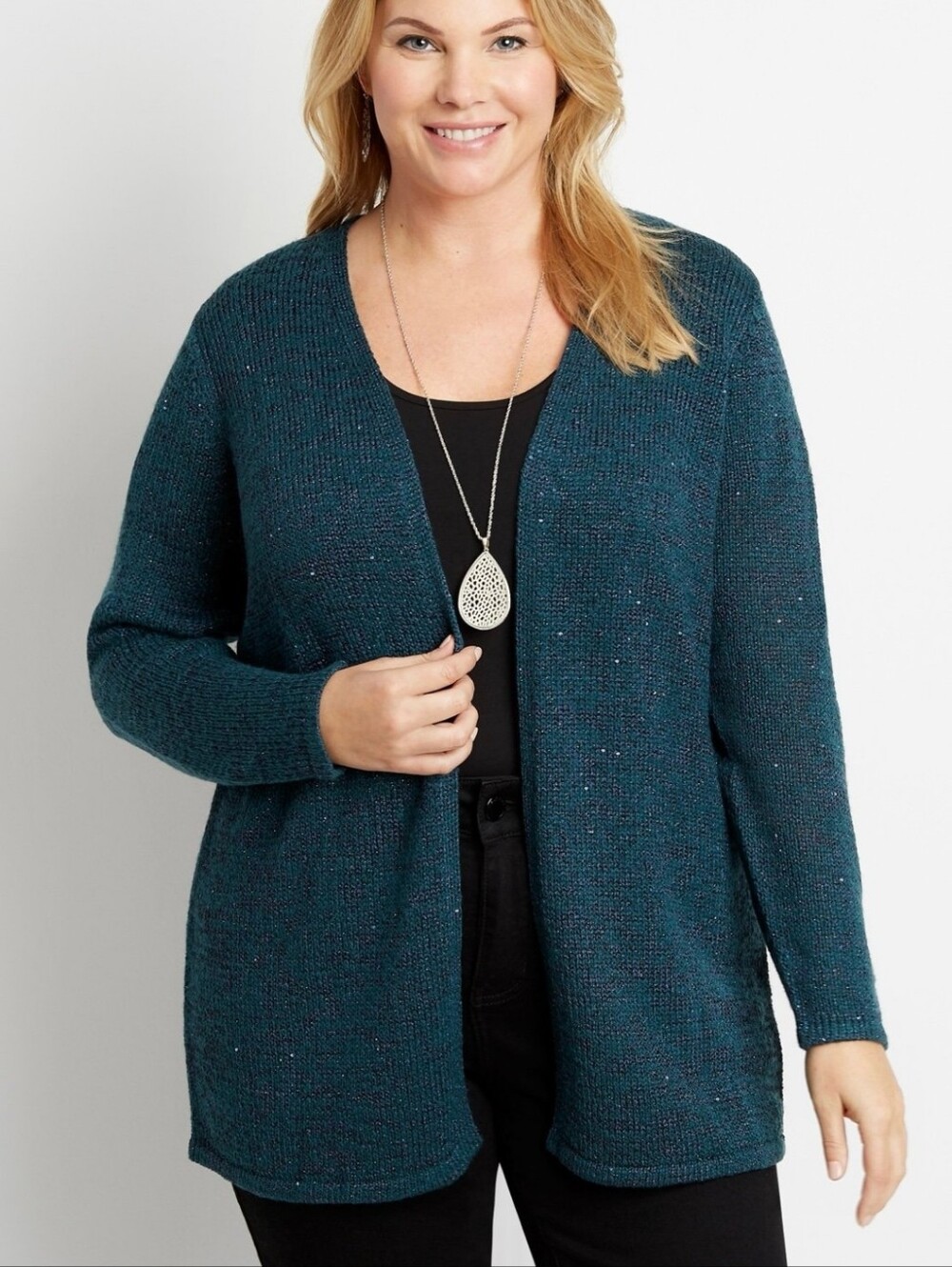 Maurices Dark Teal Sequin Open Front Cardigan. Size 3X. New.